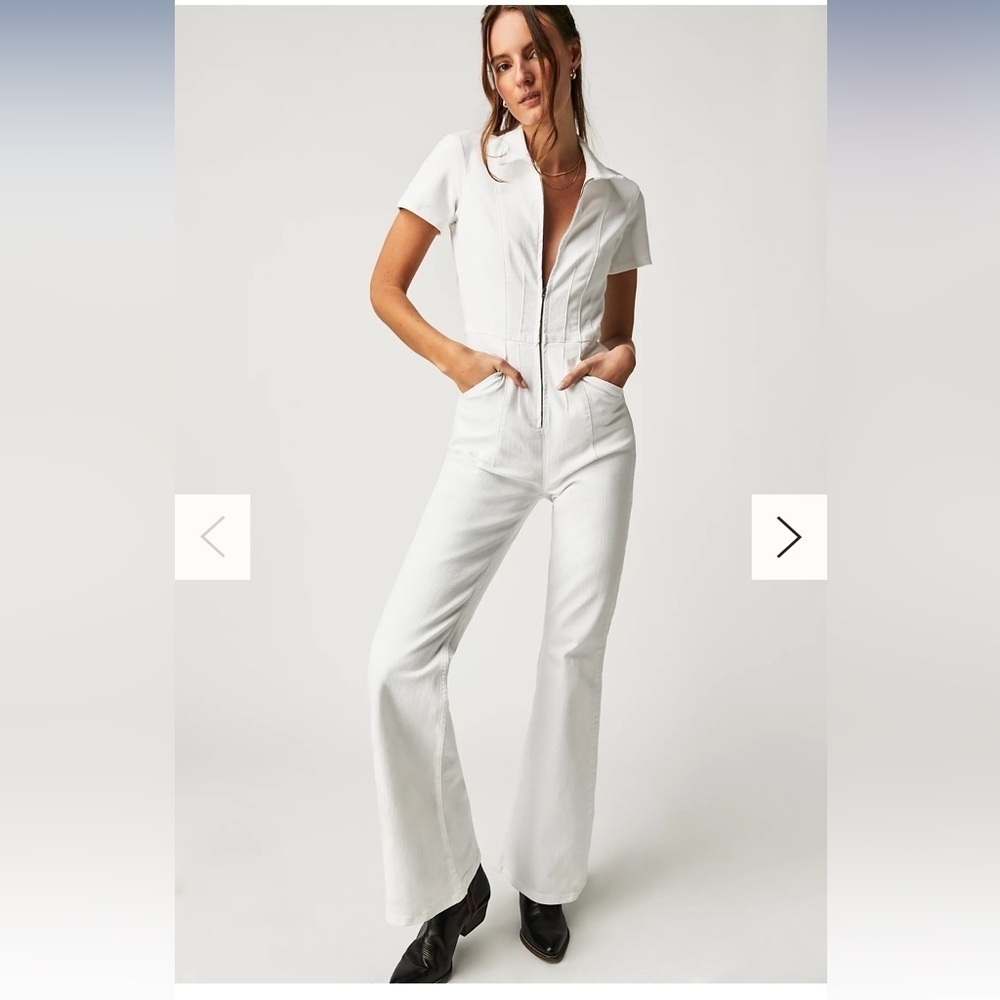 Free People We The Free Jayde Flare Jumpsuit Color: Pure White Medium NWT